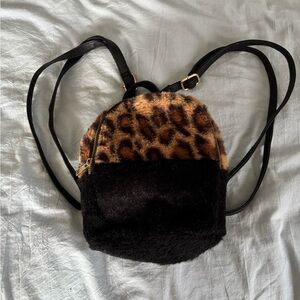 Leopard Print and Black Women's Backpack